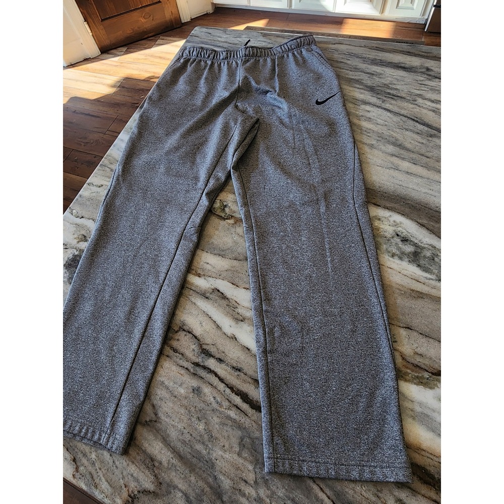 Nike Mens Dri-FIT Heather Gray Straight Leg Training Pants XL Fleece Swoosh